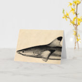 ヴィンテージリーフシャークイラストレーションブラックティップ カード (黄色い花)