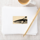 ヴィンテージリーフシャークイラストレーションブラックティップ ラベル (インサイチュ)