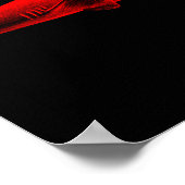 ヴィンテージリーフシャークイラストレーションレッドブラックシャーク ポスター (角)