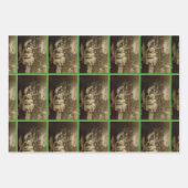 ヴィンテージリールガールと人形のクリスマスラップシート ラッピングペーパーシート (正面3)