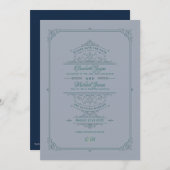 ヴィンテージリ華美ジェンシー結婚式の日付を保存 招待状 (正面/裏面)