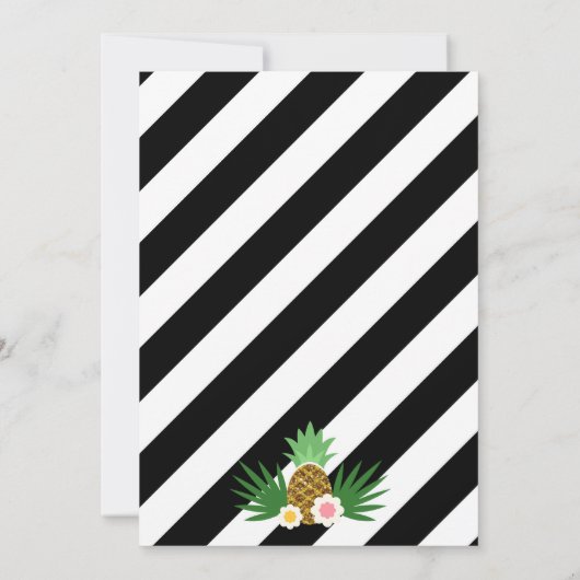 ヴィンテージルアウ(ハワイ式宴会)とストライプグリッター招待状 招待状 (裏面)