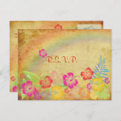 ヴィンテージルアウ(ハワイ式宴会)RSVPポストカード、5 x 7招待状 インビテーションポストカード (正面/裏面)