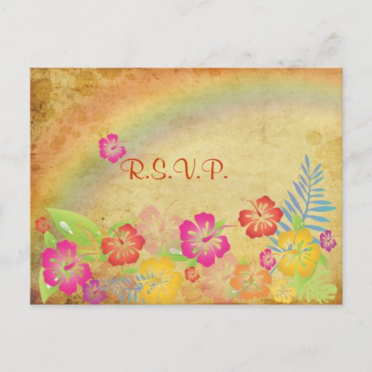 ヴィンテージルアウ(ハワイ式宴会)RSVPポストカード、5 x 7招待状 インビテーションポストカード (正面)