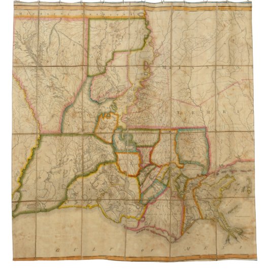 ヴィンテージルイジアナの地図（1816年） シャワーカーテン (正面)