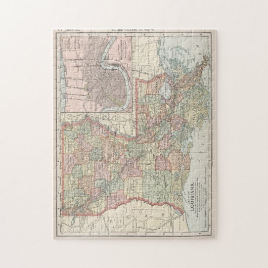 ヴィンテージルイジアナの地図（1891年） ジグソーパズル (縦)