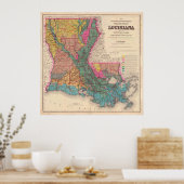 ヴィンテージルイジアナの地質図(1882) ポスター (キッチン)