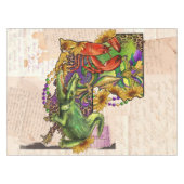 ヴィンテージルイジアナ地図ケージャンクロフィッシュアンドアリゲーター テーブルクロス (正面(横))