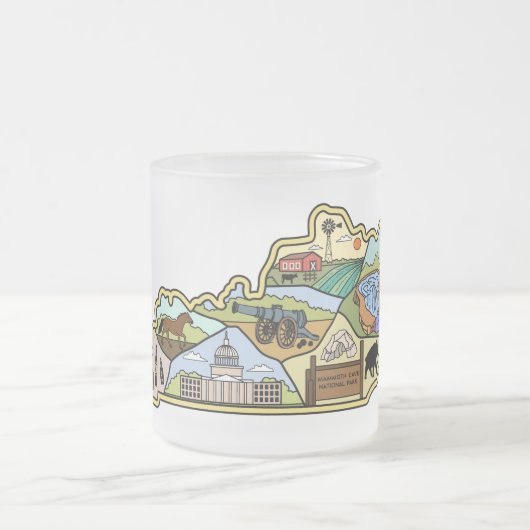 ヴィンテージルイスビルレキシントンケンタッキーの地図 フロストグラスマグカップ (中央)