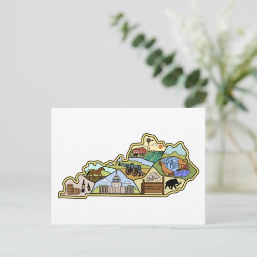 ヴィンテージルイスビルレキシントンケンタッキーの地図 ポストカード (スタンド正面)