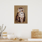 ヴィンテージルイスワーインモナクルキャットポスタープリント ポスター (キッチン)