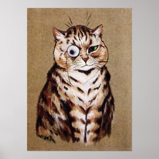 ヴィンテージルイスワーインモナクルキャットポスタープリント ポスター (正面)
