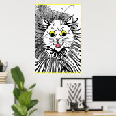 ヴィンテージルイワーインアールヌーボーキャットポスター ポスター (ホームオフィス)