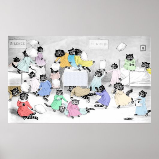 ヴィンテージルイワーインキャットピローファイトポスタープリント ポスター (正面)