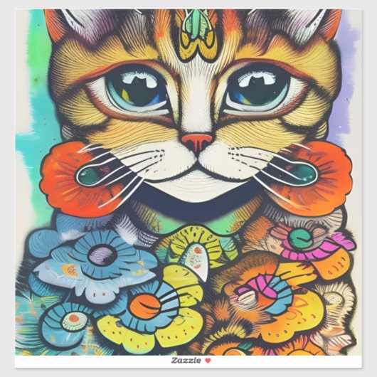 ヴィンテージルイワーインスタイル猫 シール (シート)