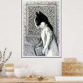 ヴィンテージルイワーインブックラバーキャットアートポスター ポスター (キッチン)