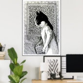 ヴィンテージルイワーインブックラバーキャットアートポスター ポスター (ホームオフィス)