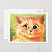 ヴィンテージルイワーイン笑顔の猫はがき ポストカード (正面/裏面)