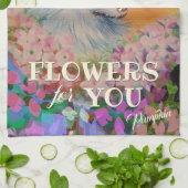 ヴィンテージルイ·ワイン·ハッピーフラワー·キャット·アート キッチンタオル (折り畳み)