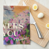 ヴィンテージルイ·ワイン·ハッピーフラワー·キャット·アート キッチンタオル (四つ折り)