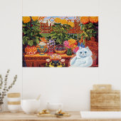 ヴィンテージルイ・ヴァイン植物学キャットアートポスター ポスター (キッチン)