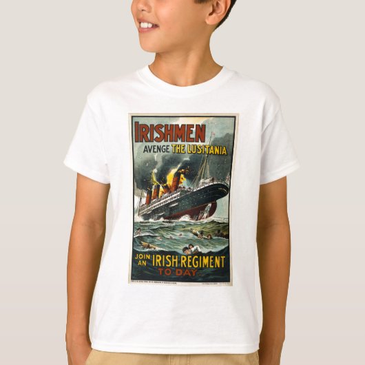 ヴィンテージルシタニアのポスター(アイルランド人採用) Tシャツ (正面)