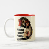 ヴィンテージルックおもしろいスの訪問者 ツートーンマグカップ (左)