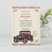 ヴィンテージルックアンティークカー誕生日招待状 招待状 (スタンド正面)