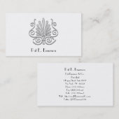 ヴィンテージルックアートデコプルームのパターン#2シルバーBW 名刺 (正面/裏面)