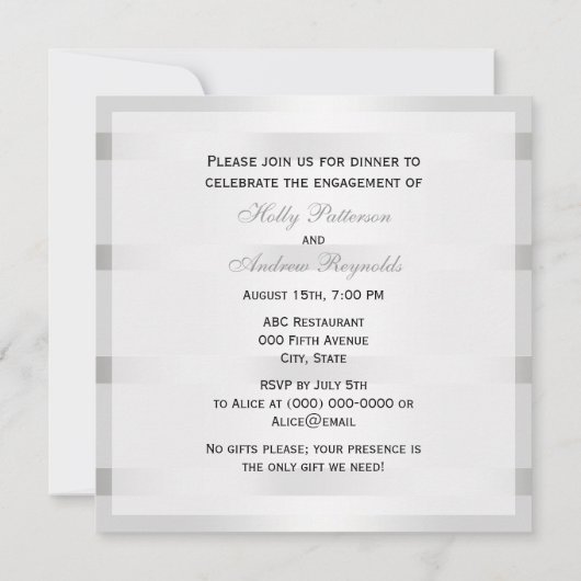 ヴィンテージルックアールデコプルームBlk Wht SQ婚約 招待状 (裏面)