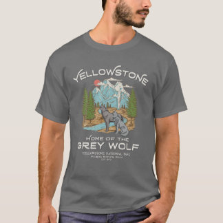 ヴィンテージルックイエローストーンナショナルパークグレーウルフL Tシャツ