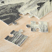 ヴィンテージルックウォーターホイール、滝シーンパズル ジグソーパズル (側面)