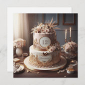 ヴィンテージルックエレガントアニバーサリーケーキグリーティング (正面/裏面)