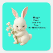 ヴィンテージルックカスタムーのパーソナライズ復活祭バニーかわいい スクエアシール (正面)