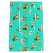 ヴィンテージルックカスタムーのパーソナライズ復活祭バニーかわいい ミディアムペーパーバッグ (裏面)