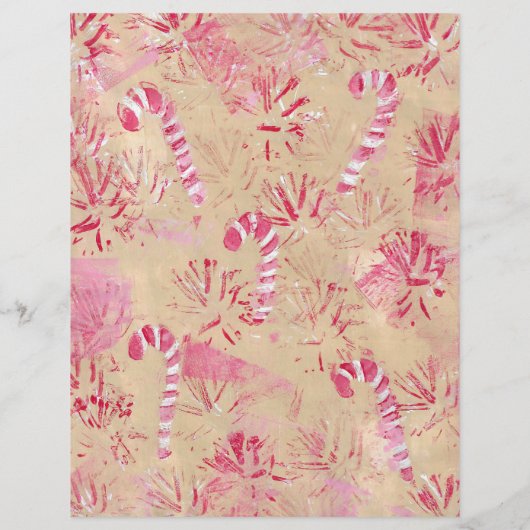 ヴィンテージルックキャンディキャンズクリスマスクラップブック紙 (裏面)