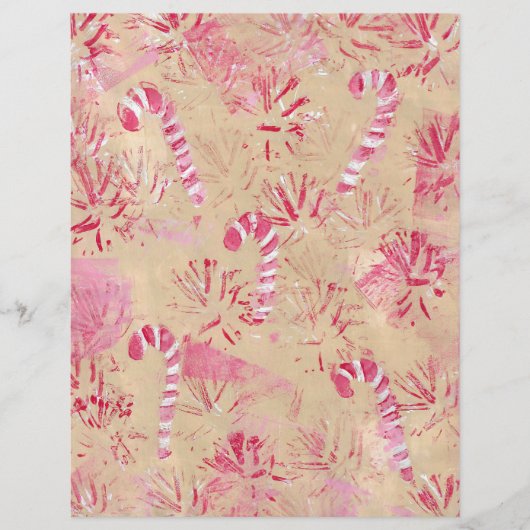 ヴィンテージルックキャンディキャンズクリスマスクラップブック紙 (正面)