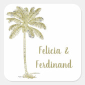 ヴィンテージルックココナッツパームツリー スクエアシール (正面)