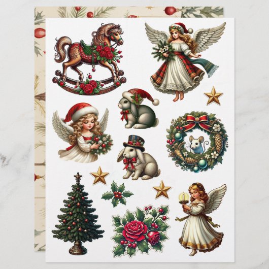 ヴィンテージルックコンテンポラリークリスマスイラスト (正面/裏面)