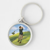 ヴィンテージルックゴルファーゴルフキーチェーン キーホルダー (正面)
