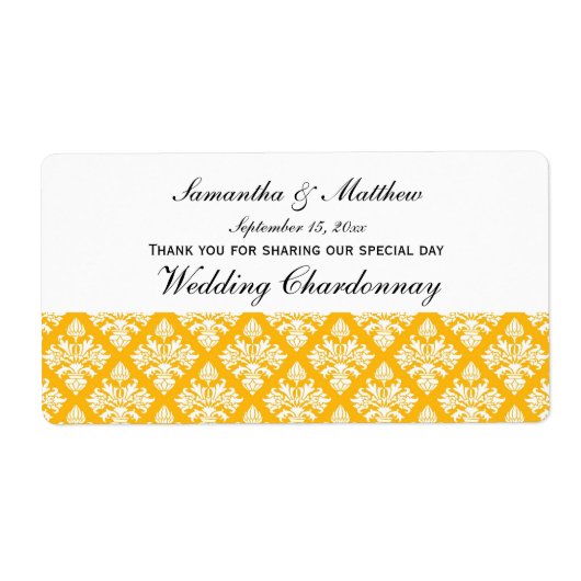 ヴィンテージルックゴールデンロッド&ウィットダマスク#3ワインラベル ラベル (正面)