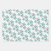 ヴィンテージルックシンプルホリーパターンクリスマス ラッピングペーパーシート (正面2)