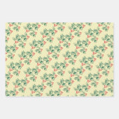 ヴィンテージルックシンプルホリーパターンクリスマス ラッピングペーパーシート (正面)