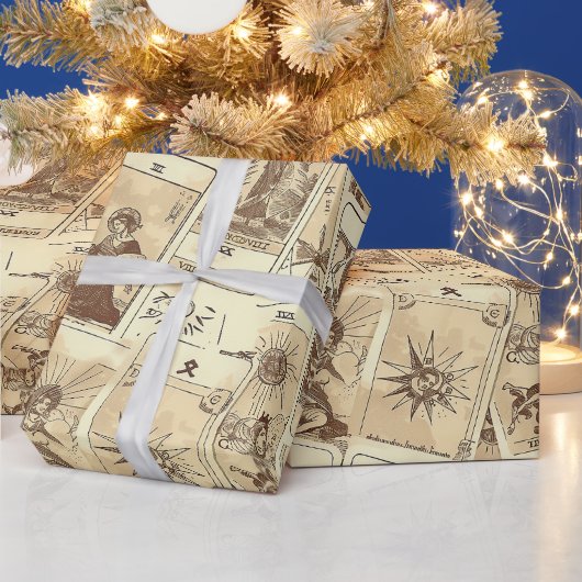 ヴィンテージルックセピアタロットカード ラッピングペーパー (クリスマス)