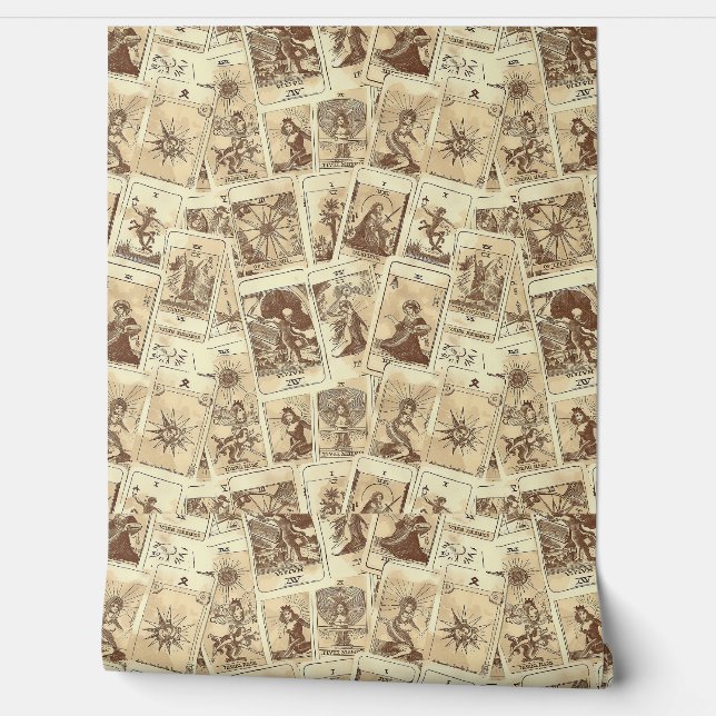 ヴィンテージルックセピアタロットカード 壁紙 (ほどく)