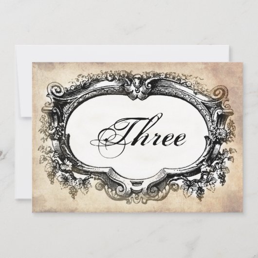 ヴィンテージルックテーブルナンバーカード結婚式 招待状 (正面)