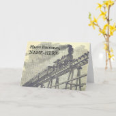 ヴィンテージルックトレインオンアレールブリッジ誕生日カード カード (黄色い花)