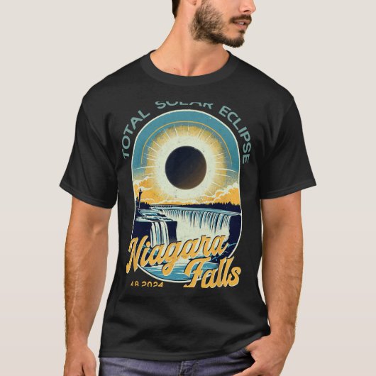 ヴィンテージルックトータル太陽のEclipseナイアガラ秋 Tシャツ (正面)