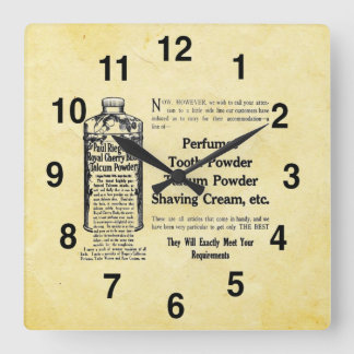 ヴィンテージルックバスルームクロック スクエア壁時計