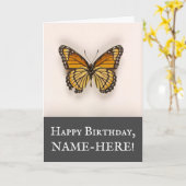 ヴィンテージルックバタフライ、ハッピーバースデーカード カード (黄色い花)